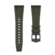 20mm Flat Head Silicone Watch Band(Black Green)