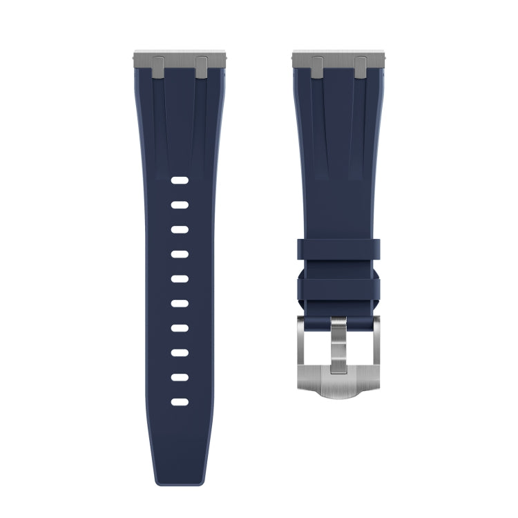 20mm Flat Head Silicone Watch Band(Silver Blue)