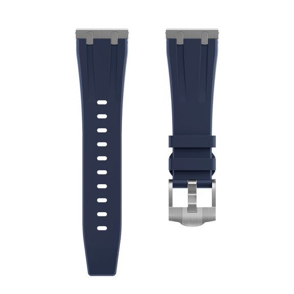 20mm Flat Head Silicone Watch Band(Silver Blue)