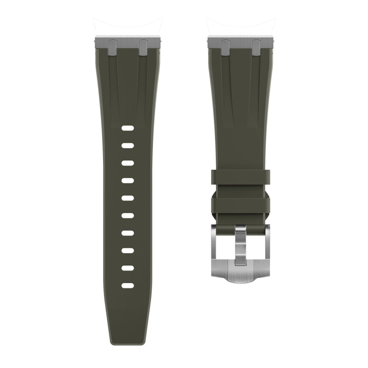 20mm Flat Head Silicone Watch Band(Silver Green)