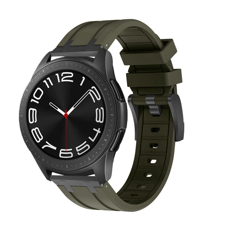 22mm Flat Head Silicone Watch Band(Black Green)