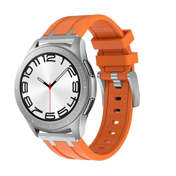 22mm Flat Head Silicone Watch Band(Silver Orange)