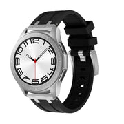 22mm Flat Head Silicone Watch Band(Silver Black)