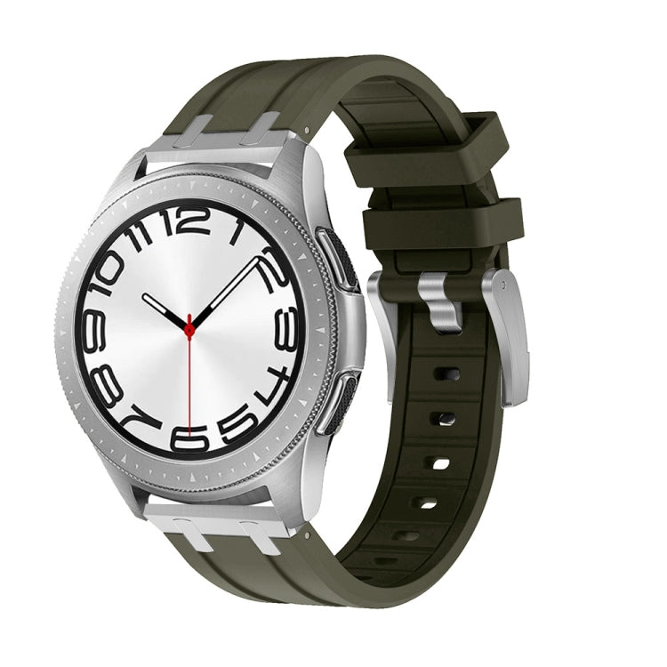 22mm Flat Head Silicone Watch Band(Silver Green)