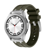 22mm Flat Head Silicone Watch Band(Silver Green)