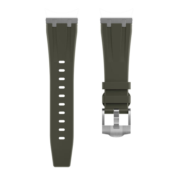 22mm Flat Head Silicone Watch Band(Silver Green)