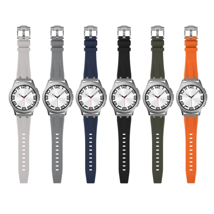 20mm Flat Head Silicone Watch Band(Silver Blue)