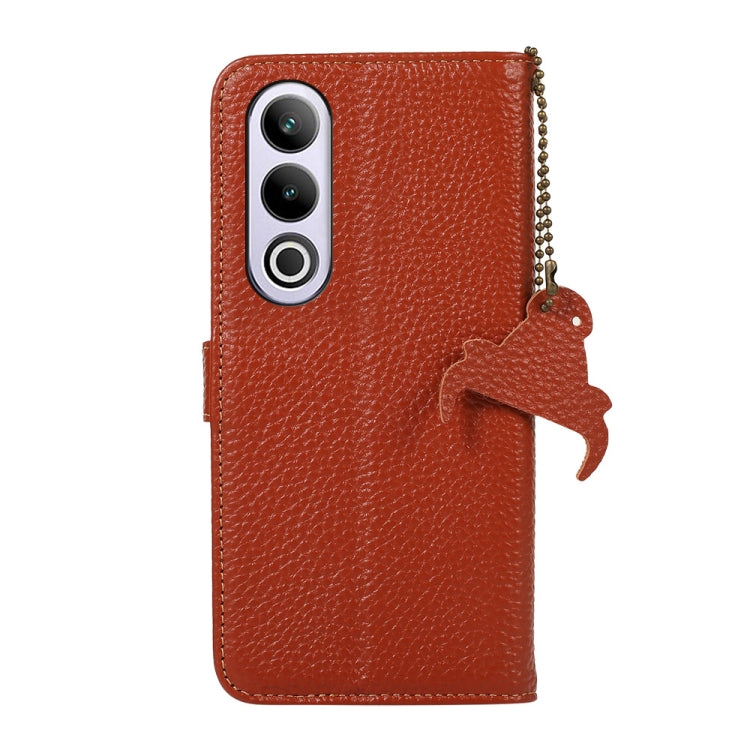 For OnePlus Nord CE4 5G / K12 5G Genuine Leather Litchi Texture RFID Leather Phone Case(Coffee)