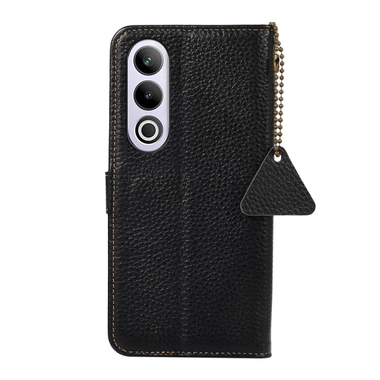 For OnePlus Nord CE4 5G / K12 5G Genuine Leather Litchi Texture RFID Leather Phone Case(Black)
