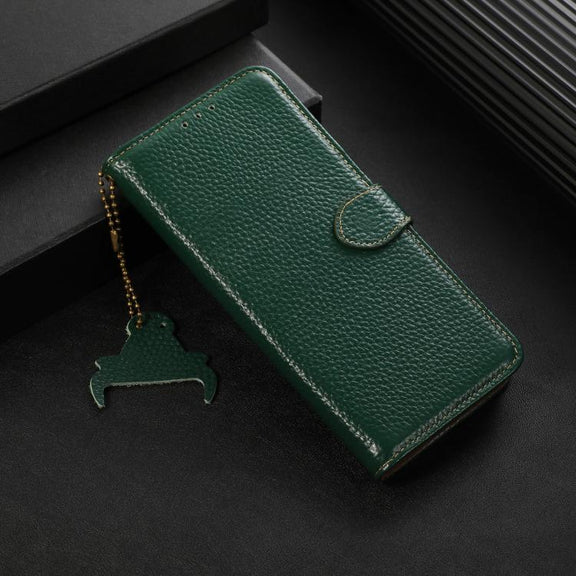 For OnePlus Ace 5 / 13R 5G Genuine Leather Litchi Texture RFID Leather Phone Case(Green)