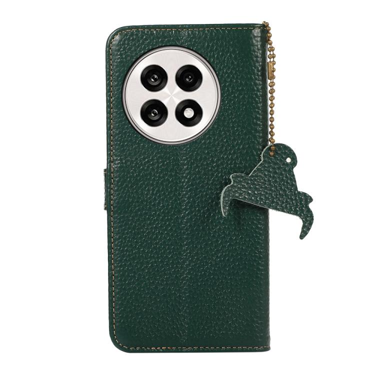 For OnePlus Ace 5 / 13R 5G Genuine Leather Litchi Texture RFID Leather Phone Case(Green)