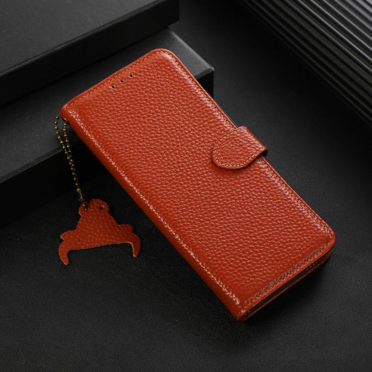 For OnePlus Ace 5 / 13R 5G Genuine Leather Litchi Texture RFID Leather Phone Case(Coffee)