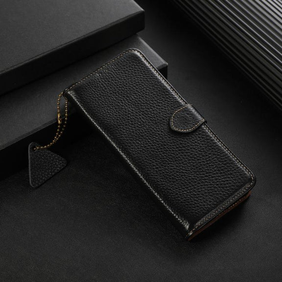 For OnePlus Ace 5 / 13R 5G Genuine Leather Litchi Texture RFID Leather Phone Case(Black)