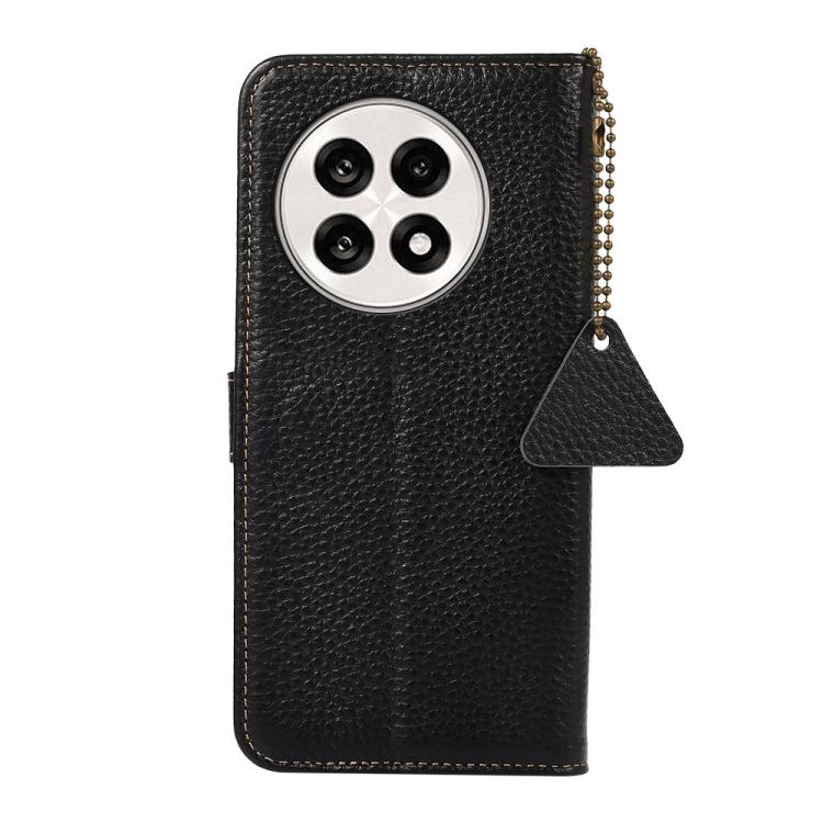 For OnePlus Ace 5 / 13R 5G Genuine Leather Litchi Texture RFID Leather Phone Case(Black)