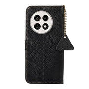 For OnePlus Ace 5 / 13R 5G Genuine Leather Litchi Texture RFID Leather Phone Case(Black)