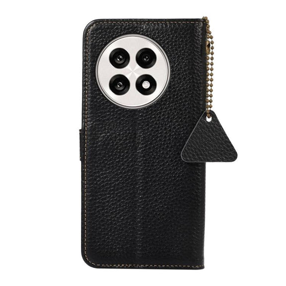 For OnePlus Ace 5 / 13R 5G Genuine Leather Litchi Texture RFID Leather Phone Case(Black)