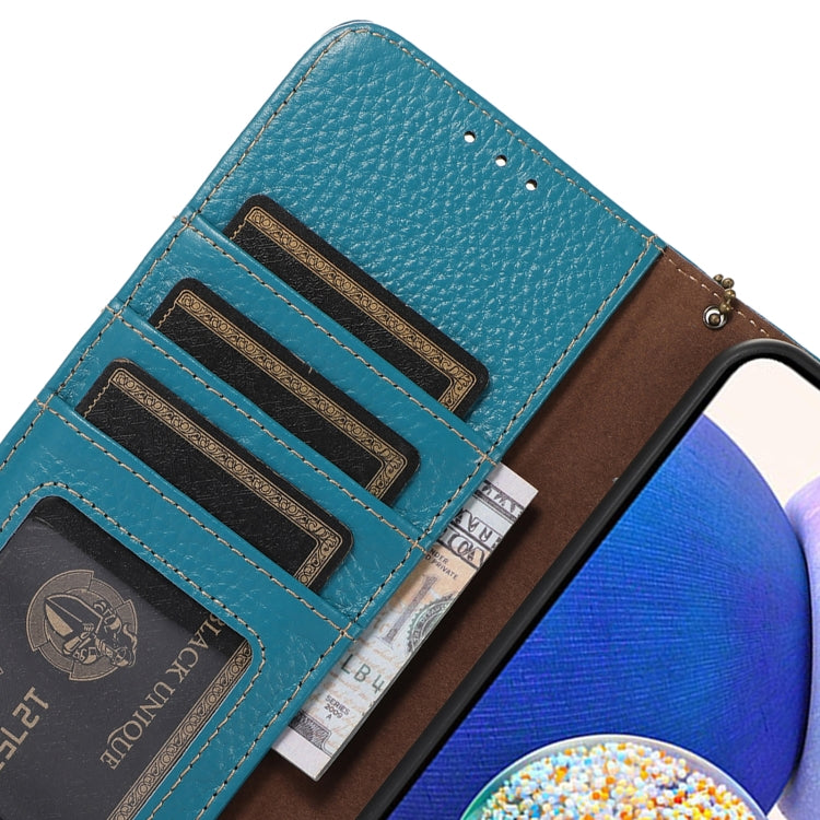 For Google Pixel 10 Pro / 9 Pro Genuine Leather Litchi Texture RFID Leather Phone Case(Blue)