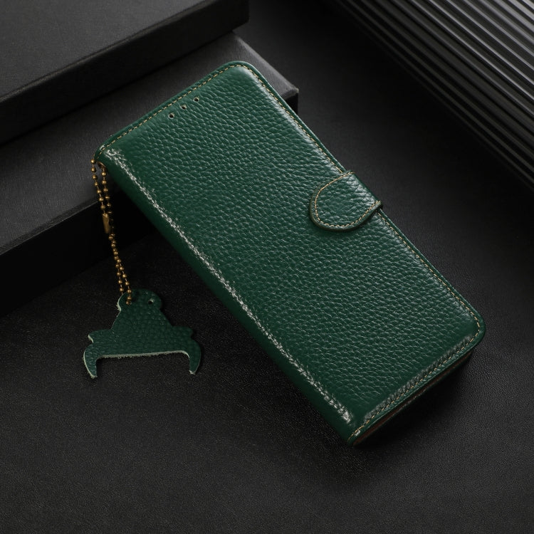 For Google Pixel 9 Genuine Leather Litchi Texture RFID Leather Phone Case(Green)