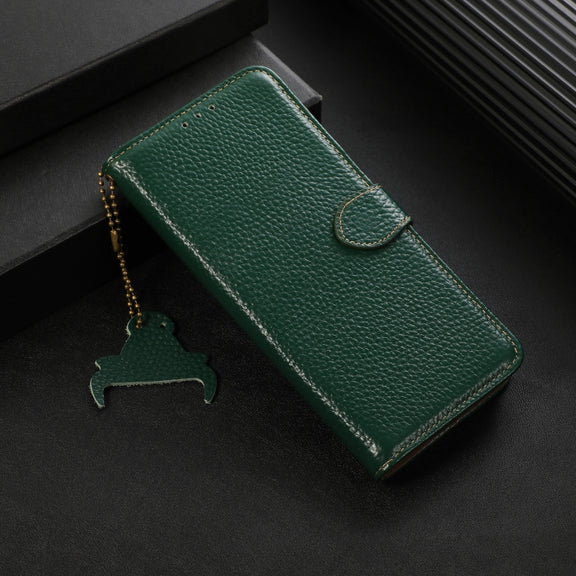 For Google Pixel 9 Genuine Leather Litchi Texture RFID Leather Phone Case(Green)