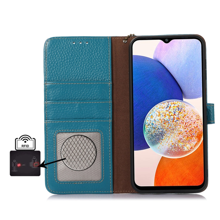For Google Pixel 10 / 9 Genuine Leather Litchi Texture RFID Leather Phone Case(Blue)