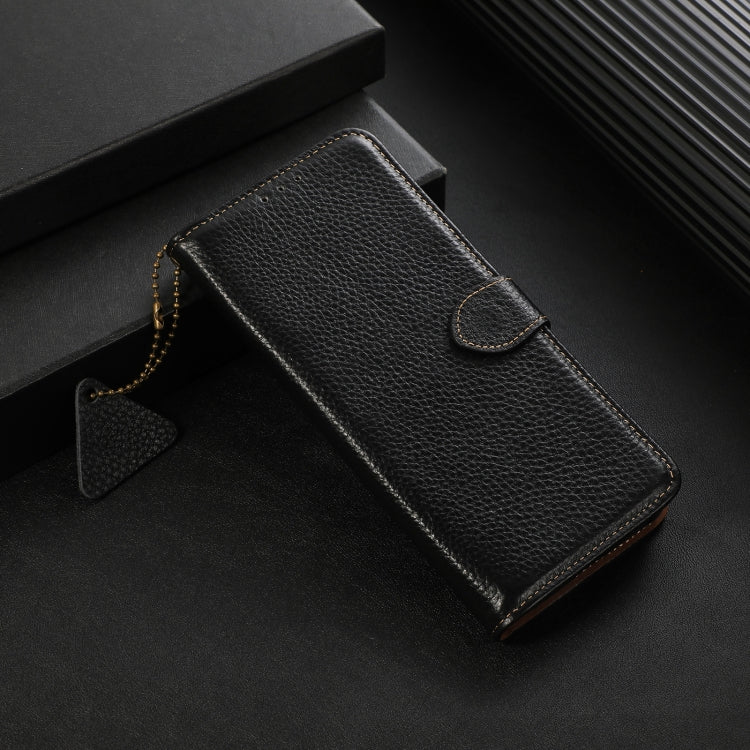 For Google Pixel 10 / 9 Genuine Leather Litchi Texture RFID Leather Phone Case(Black)