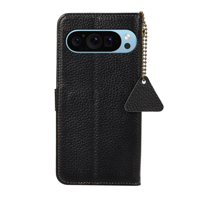 For Google Pixel 10 / 9 Genuine Leather Litchi Texture RFID Leather Phone Case(Black)