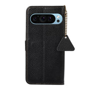 For Google Pixel 10 / 9 Genuine Leather Litchi Texture RFID Leather Phone Case(Black)
