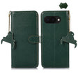 For Google Pixel 9a Genuine Leather Litchi Texture RFID Leather Phone Case(Green) - Google Cases by PMC TechLife | Online Shopping South Africa | PMC TechLife | Buy Now Pay Later Mobicred