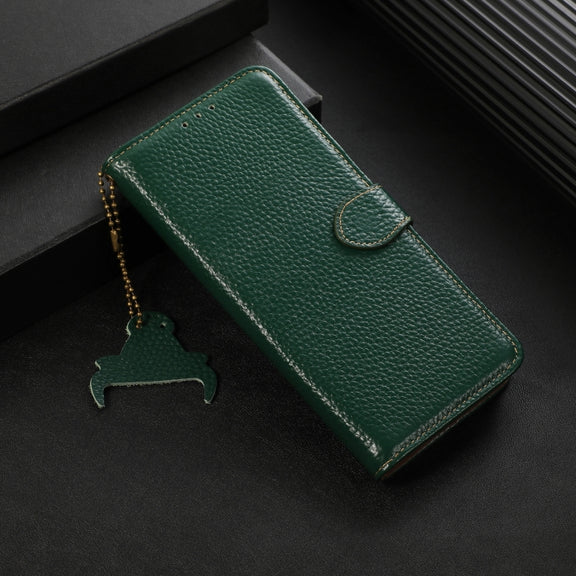 For Google Pixel 9a Genuine Leather Litchi Texture RFID Leather Phone Case(Green)