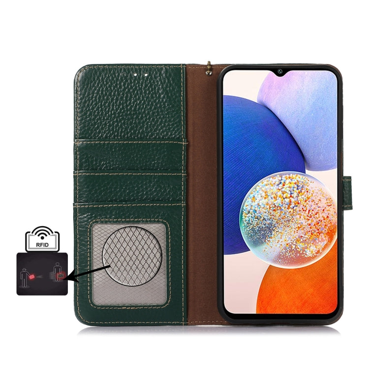 For Google Pixel 9a Genuine Leather Litchi Texture RFID Leather Phone Case(Green)