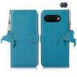 For Google Pixel 9a Genuine Leather Litchi Texture RFID Leather Phone Case(Blue) - Google Cases by PMC TechLife | Online Shopping South Africa | PMC TechLife | Buy Now Pay Later Mobicred