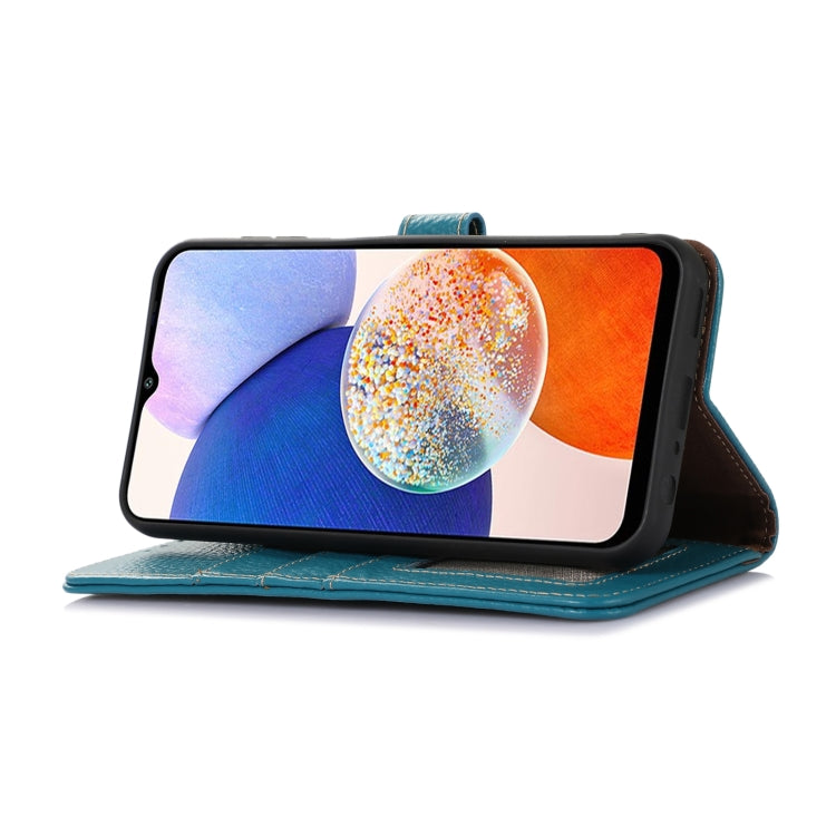 For Google Pixel 9a Genuine Leather Litchi Texture RFID Leather Phone Case(Blue)