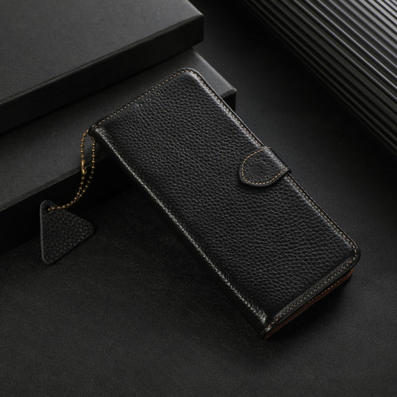 For Google Pixel 9a Genuine Leather Litchi Texture RFID Leather Phone Case(Black)