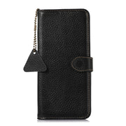 For Google Pixel 9a Genuine Leather Litchi Texture RFID Leather Phone Case(Black)