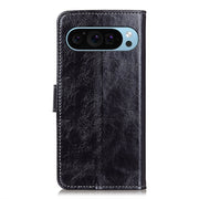 For Google Pixel 9 Retro Crazy Horse Texture Flip Leather Phone Case(Black)