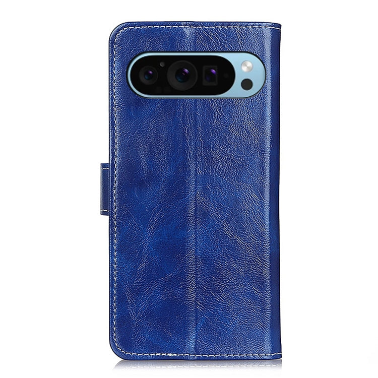 For Google Pixel 9 Retro Crazy Horse Texture Flip Leather Phone Case(Blue)