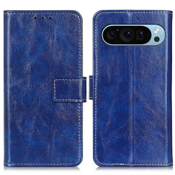 For Google Pixel 9 Retro Crazy Horse Texture Flip Leather Phone Case(Blue)