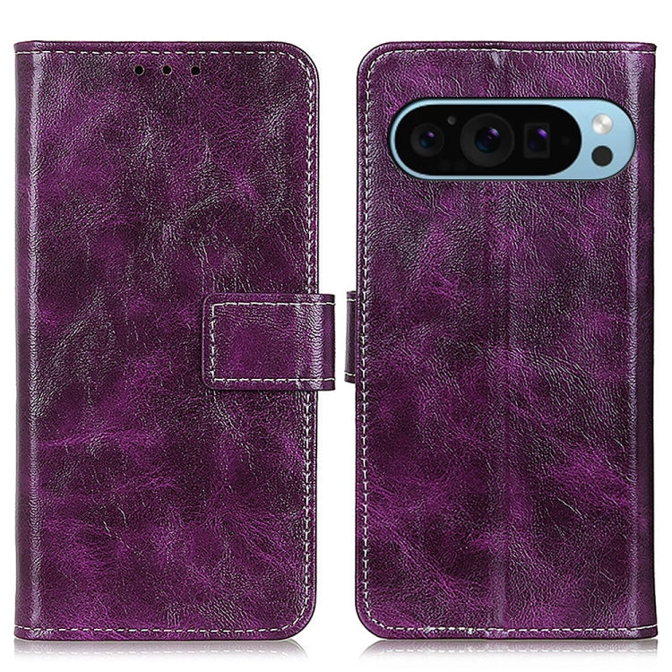 For Google Pixel 9 Retro Crazy Horse Texture Flip Leather Phone Case(Purple)