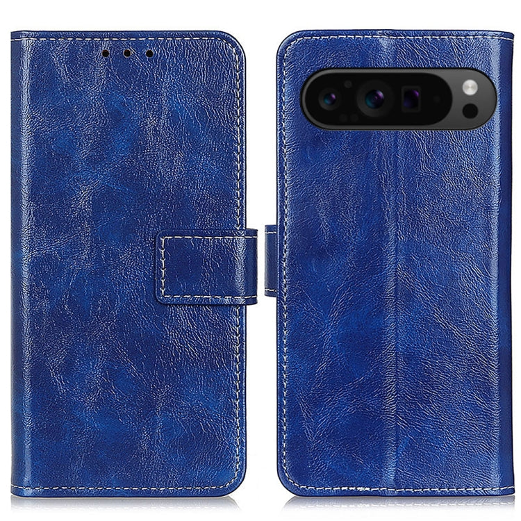 For Google Pixel 10 Pro / 9 Pro Retro Crazy Horse Texture Flip Leather Phone Case(Blue)