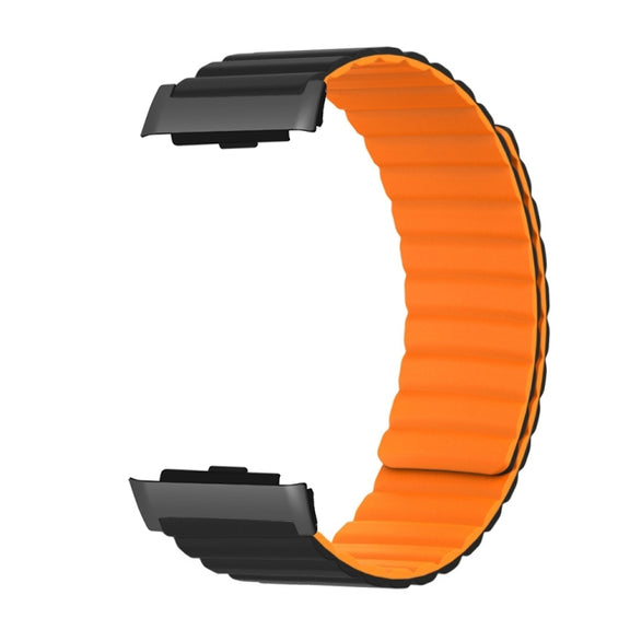 For Huawei Watch D Magnetic Silicone Watch Band(Black Orange)