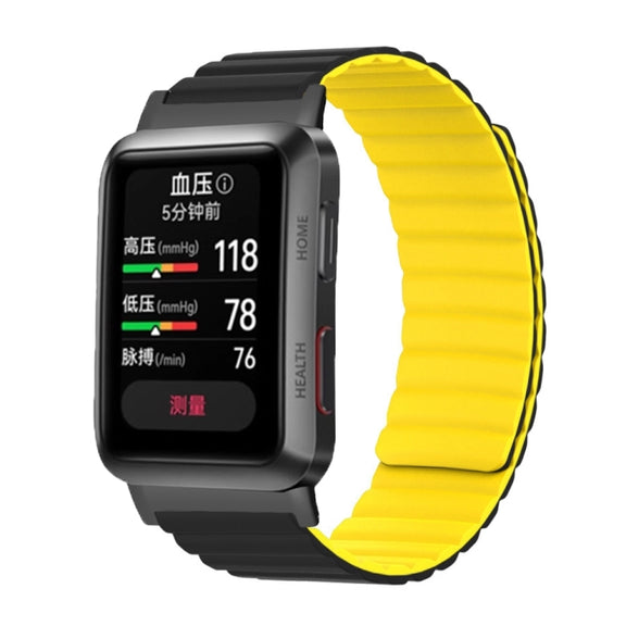 For Huawei Watch D Magnetic Silicone Watch Band(Black Yellow)