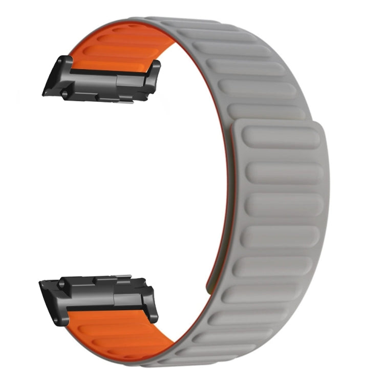 For Huawei Watch D Magnetic Silicone Watch Band(Grey Orange)