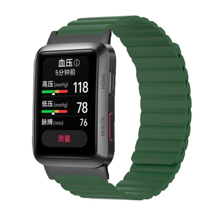 For Huawei Watch D Magnetic Silicone Watch Band(Army Green)