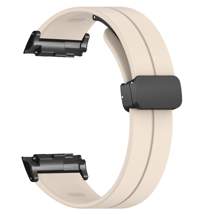 For Huawei Watch D Solid Color Folding Magnetic Buckle Silicone Watch Band(Creamy White)
