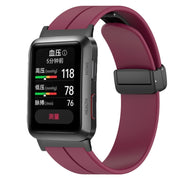 For Huawei Watch D Solid Color Folding Magnetic Buckle Silicone Watch Band(Wine Red)