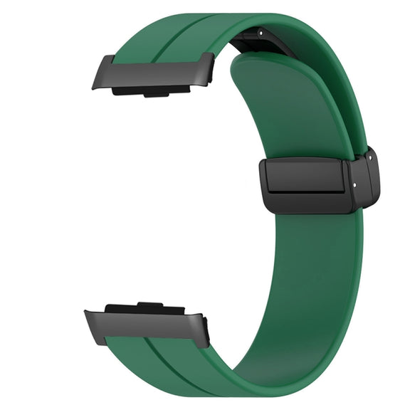 For Huawei Watch D Solid Color Folding Magnetic Buckle Silicone Watch Band(Army Green)