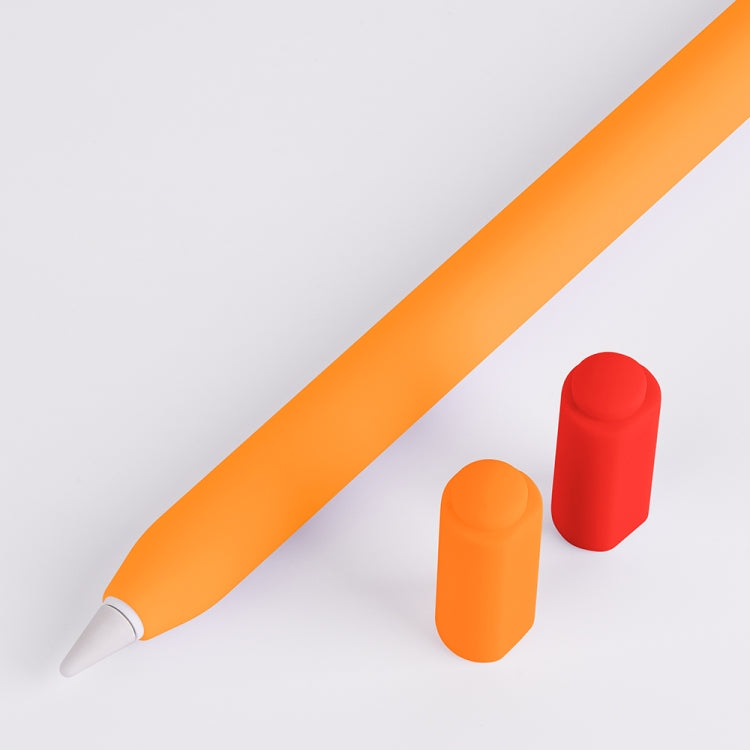 For Apple Pencil (USB-C) Double Cap Contrasting Color Silicone Protective Case(Orange)