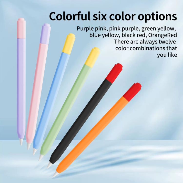 For Apple Pencil (USB-C) Double Cap Contrasting Color Silicone Protective Case(Orange)
