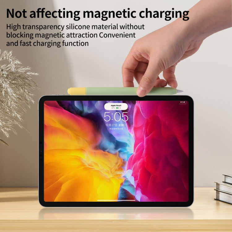 For Apple Pencil (USB-C) Double Cap Contrasting Color Silicone Protective Case(Orange)