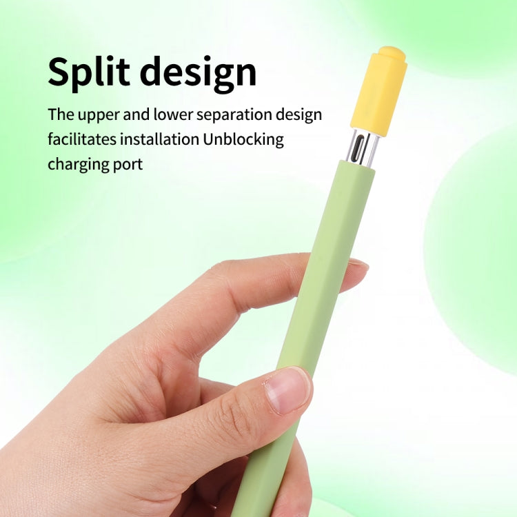 For Apple Pencil (USB-C) Double Cap Contrasting Color Silicone Protective Case(Orange)